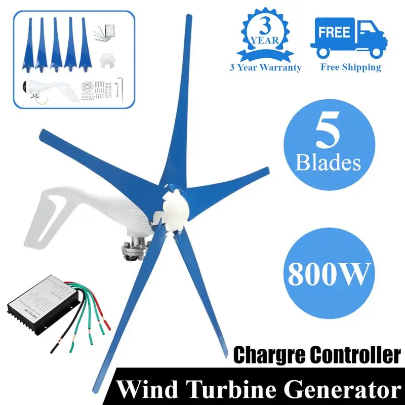 

Sufficient 800W 12/24V Wind for Turbine Generator Five Wind Blades OptionWind Controller Gift Fit for Home Or Camping