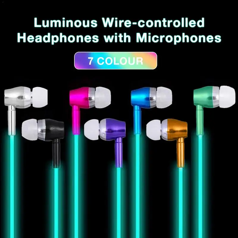 Ночной свет светящиеся наушники In-Ear Stereo бас-наушники с микрофоном для 3 5 мм