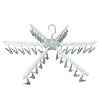 

Hot Sale Swivel Hook Plastic 36 Pegs Drying Rack Clothes Hanger for Underwear Socks Gloves (Green)