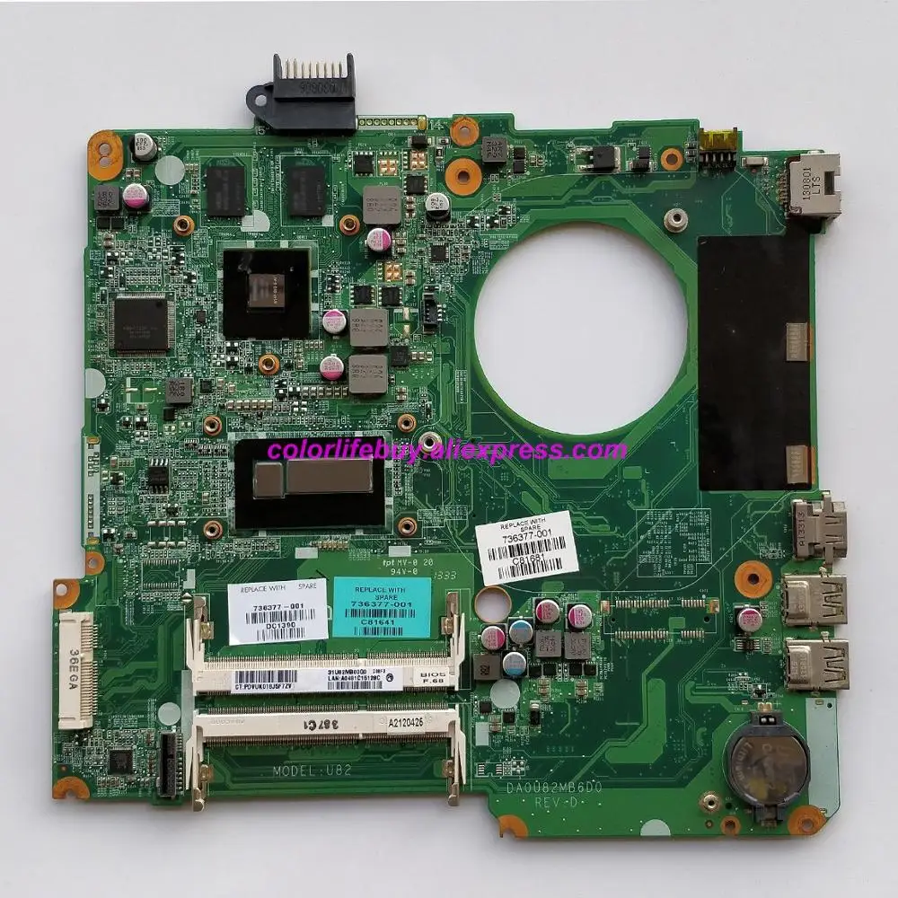 

Genuine 736377-501 DA0U82MB6D0 REV:D 740M/2GB i5-4200U Laptop Motherboard 736377-001 736377-601 for HP 15-N Series NoteBook PC