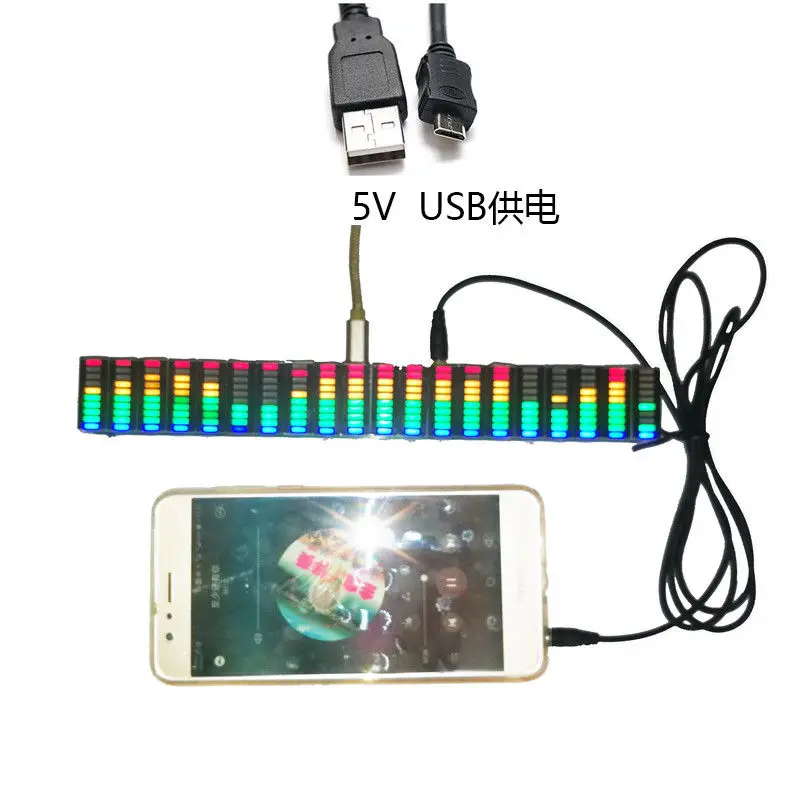 Звук Управление подойдет как для повседневной носки, так 30-битная индикатор уровня заряда светодиодный VU измерительный усилитель доска лампы светильник Скорость питания Micro USB для автомобиля mp3