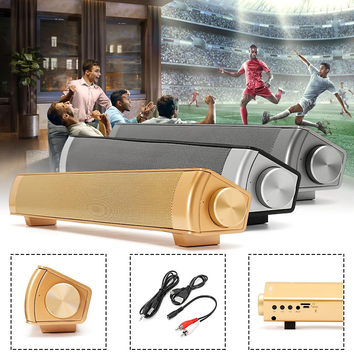 

Portable Soundbar TV Speaker Wireless Bluetooth 3D Stereo Sound Bar with Subwoofer Speaker Home Theater Audio Speakers