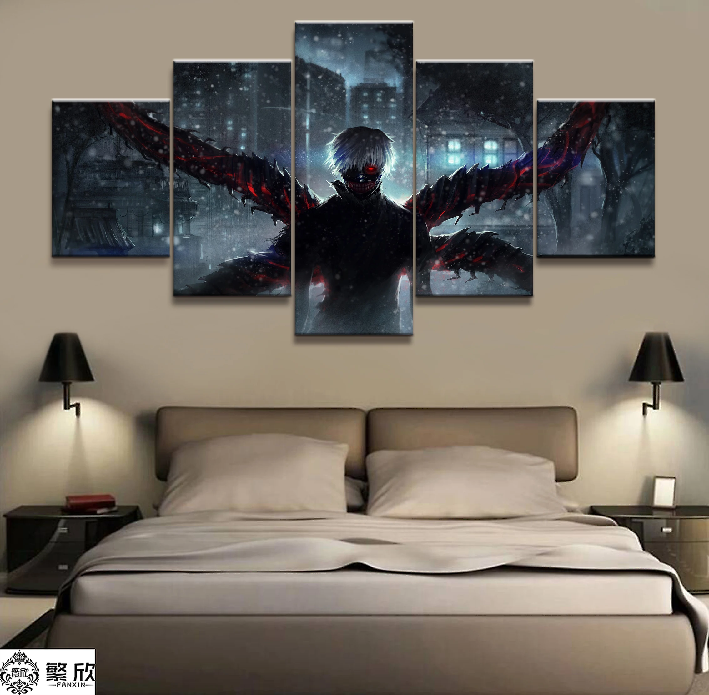 

Home Decor Modular Canvas Picture 5 Piece Tokyo Ghoul Animation Painting Poster Wall For Home Canvas Painting Wholesale