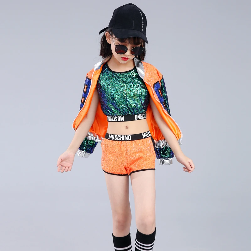 Songyuexia الأطفال الأصفر التشجيع أزياء رقص الأطفال الجاز الهيب هوب dancewear