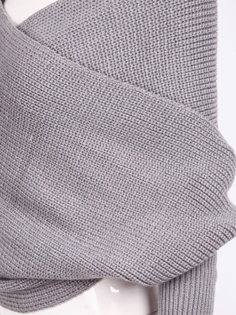 Женский свитер с открытыми плечами и v-образным вырезом, с длинным рукавом, с перекрестными ремешками, Свободный вязаный свитер, джемпер, кардиган, верхняя одежда, пальто