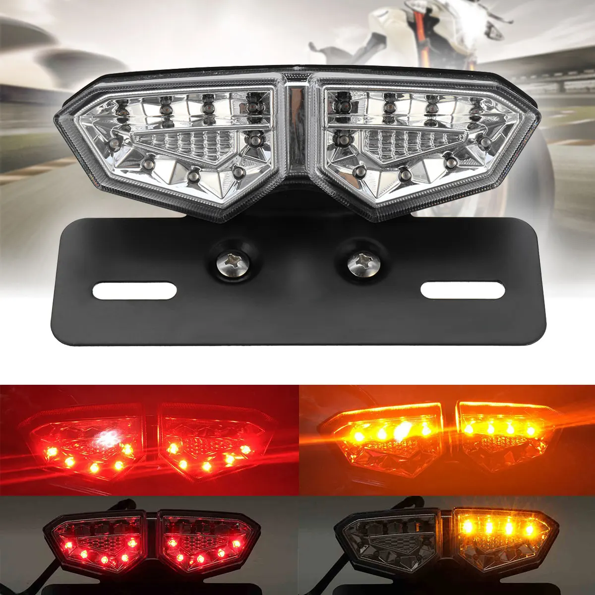1 Pcs 12V Waterproof Universal Motorcycle 18 LED Rear Tail Brake Light