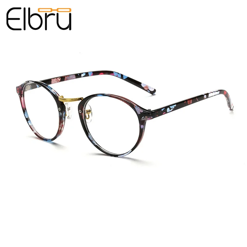 

Elbru Glasses Floral Women's Men's Frame Degree Eyeglasses Oversized Round Eye Glasses Frame Clear Lens Glasses