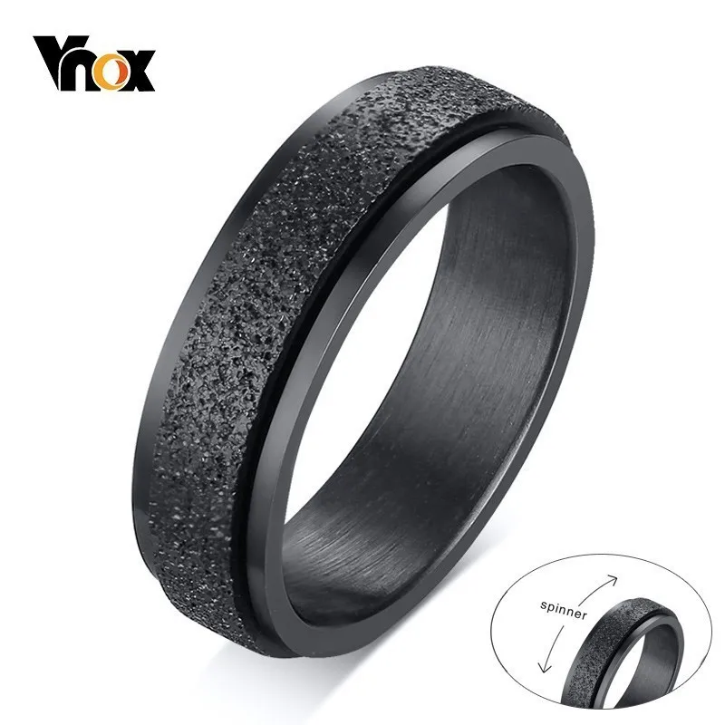 

Vnox Punk Spinner Double Layers Rings for Men 6MM Sandblast Stainless Steel Bridal Sets Finger anel Gifts for Him