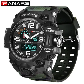 

PANARS Camouflage Military Sport Watches For Men Analog Men Watch Digital Waterproof Watch Mens LED Wristwatch Stopwatch Clock