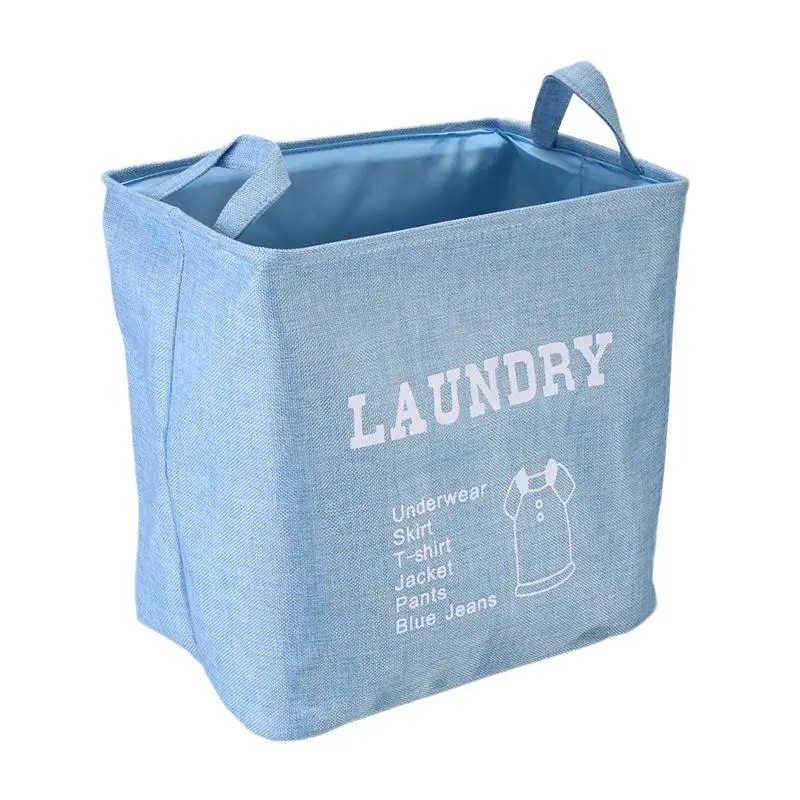 مربع الكتان لعبة علب تخزين سلة مع مقبض لعبة المنظم ل الحضانة تخزين الاطفال لعبة الغسيل سلال هدايا (السماء الزرقاء)