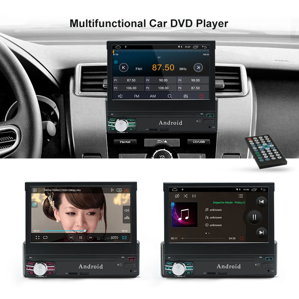 

Zeepin 1 DIN Car DVD Player GPS Navigation Android 6.0 7inch Touch Screen Multimedia Player MTK8227L Quad Core 1.2GHz 16GB BT