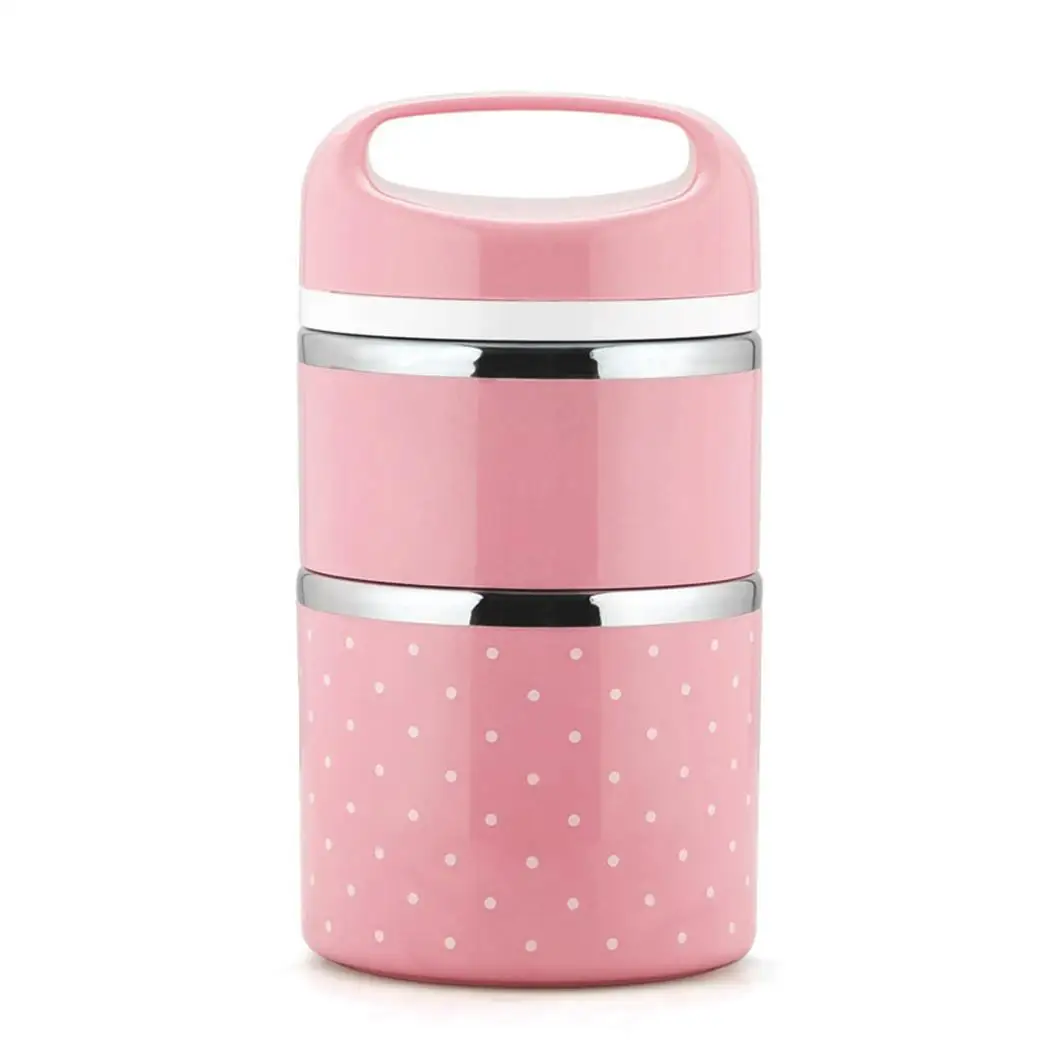 

Portable Large Capacity Double Layers Food Containers Leak-proof, Portable, Heat Preservation Round Thermal Lunch Box