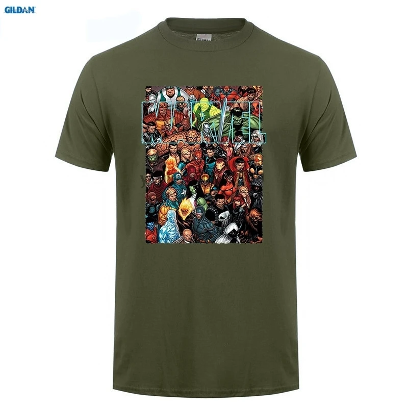 

GILDAN New Comic T Shirts Men's Funny Mavel Avengers Captain America T-shirts Tops Printed Tees Male Camisetas Short Sleeve