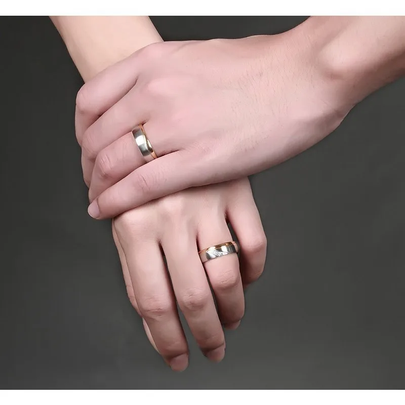Valentine's Day Love Wedding Rings for Women Man Stainless Steel Couple Anel Alliance Anniversary Gift