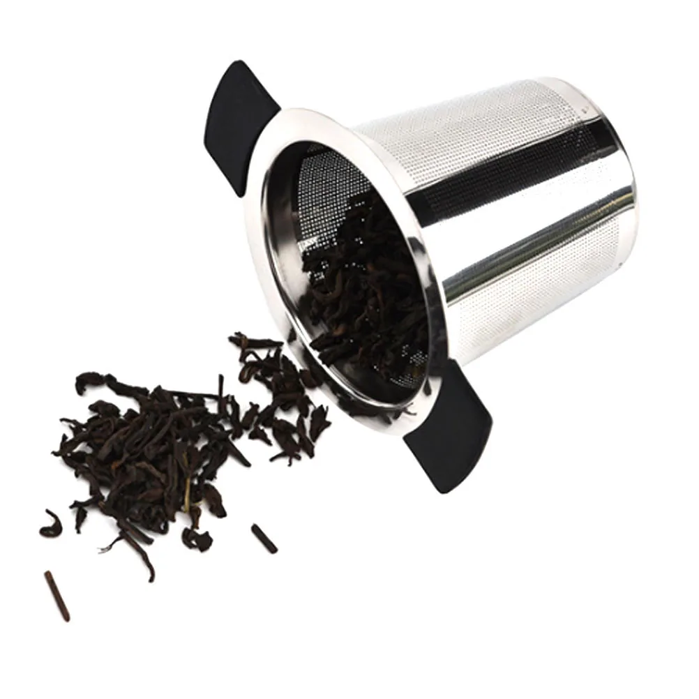 

1 Pc Stainless Steel Tea Strainer With Lid Silicone Handles Tea Infuser Filter With Cover For Tea House Restaurant