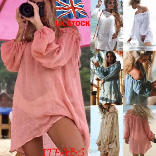 

Women Swimsuit Cover Ups Kaftan Beach Tunic Dress Robe De Plage Solid White Cotton Pareo Beach Cover Up