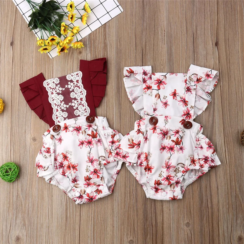 

Hot Newborn Infant Baby Girls Floral Romper Jumpsuit Summer One-Pieces Outfit 2019 New Fashion Toddler Kids Flower Girls Clothes