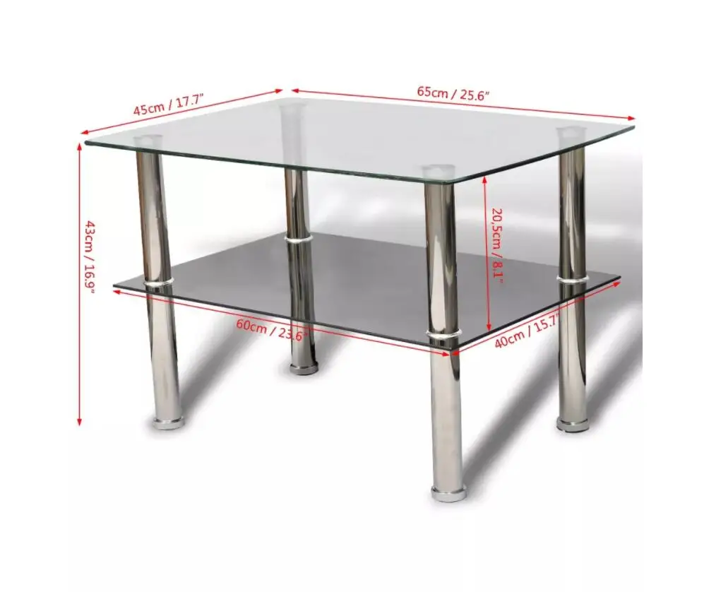 VidaXL Coffee Table With 2 Shelves Glass Tempered Glass Café Tables Suitable For Cafe, Bar, Hotel Office Living Room Furniture VidaXL Coffee Table With 2 Shelves Glass Tempered Glass Café Tables Suitable For Cafe, Bar, Hotel Office Living Room Furniture