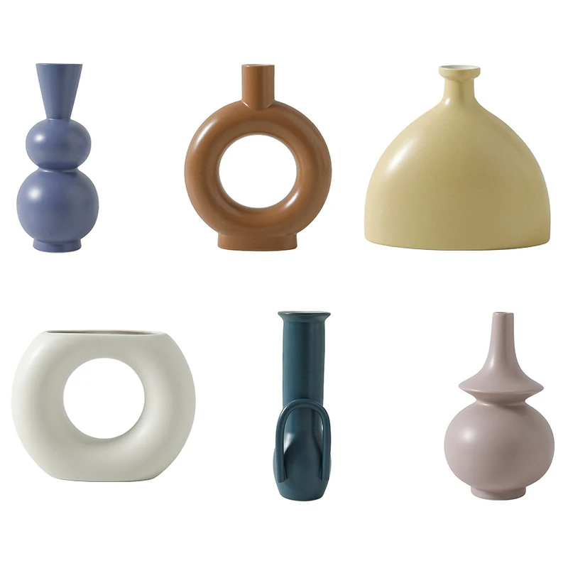 Cena Nordic mały ceramiczny wazon ozdoby na biurko dom salon wino szafka dekoracyjna suszona kompozycja kwiatowa turecki Handmade wazon Gi