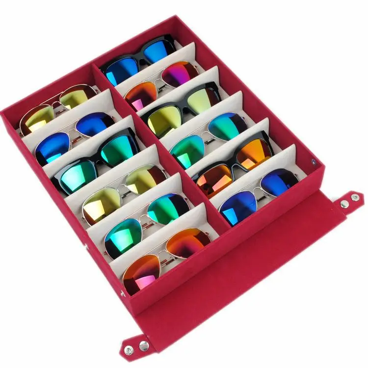 Caja almacenamiento de gafas de sol, organizador de de calidad para 12 pares de gafas|Cajas y recipientes almacenamiento| - AliExpress