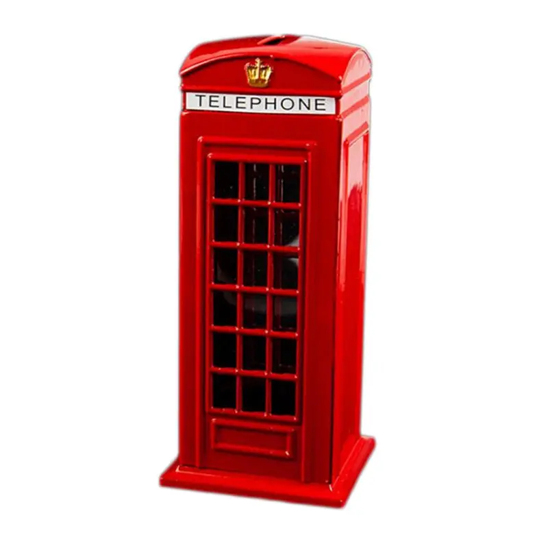 Металл красный британский английский Лондон Телефонная будка банк монет Банка Сохранение Пот Копилка красная телефонная будка коробка 140X60X60 мм
