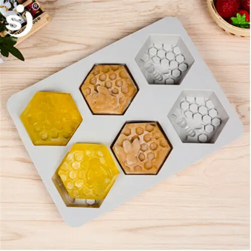 

Creative 6 Hole Honey Bee Mold Soap Silicone DIY Handmade Soap Craft Molds US