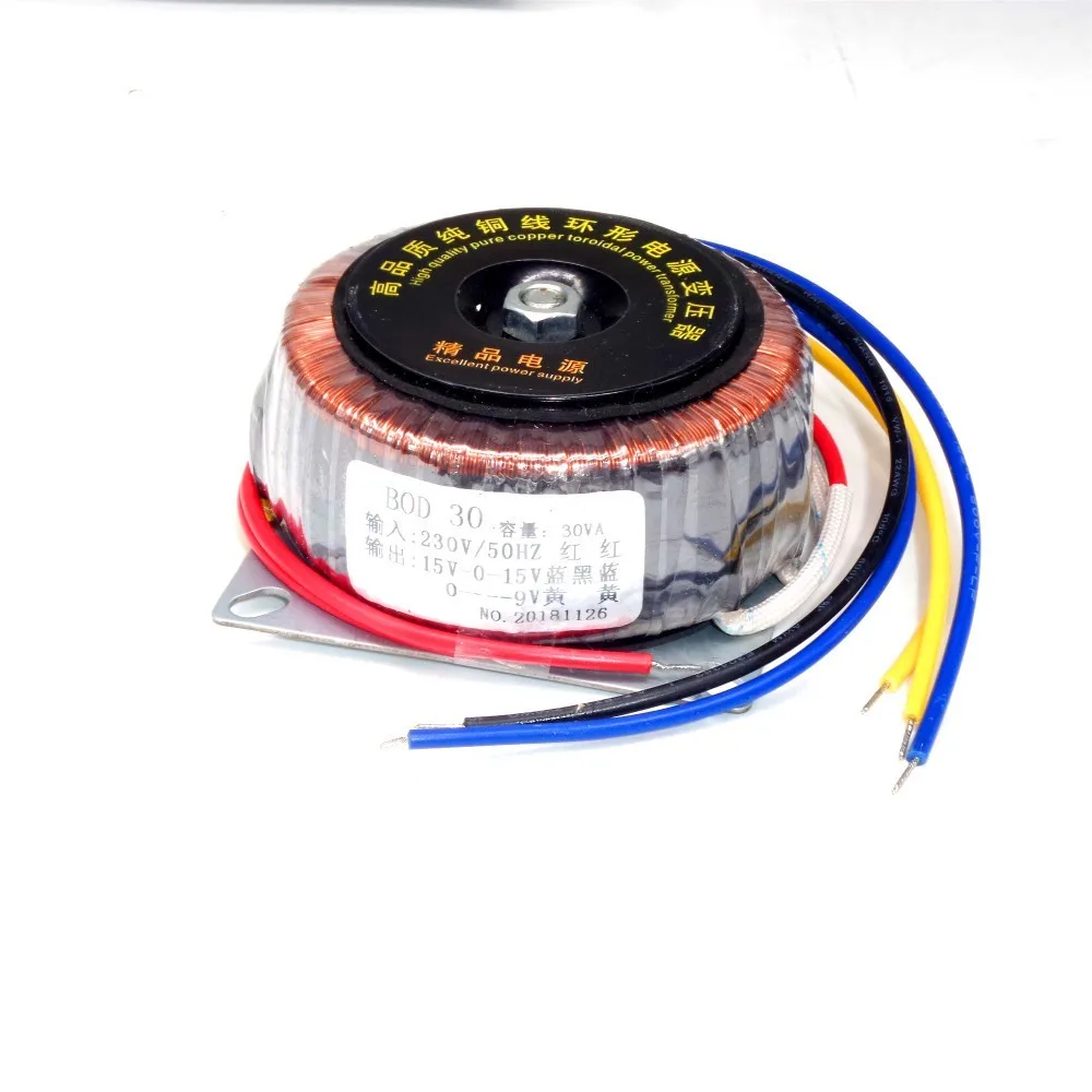 Transformador Audio Toroidal de Cobre para o Pré-amplificador a Placa do Dac 30av 30w Entrada 230v à C.a. 15v Dobro e Escolhe 9v o - Image 3