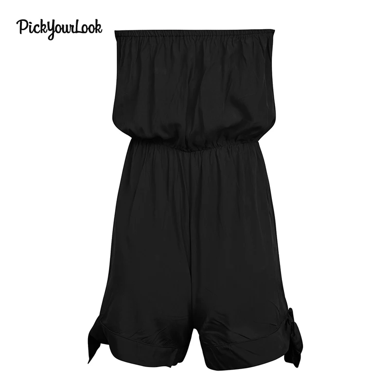PickyourLook Jumpsuit Womens Off Shoulder Playsuits Summer Sexy Ladies Playsuit Jumpsuit Rompers Overalls Plus Size Bow Playsuit