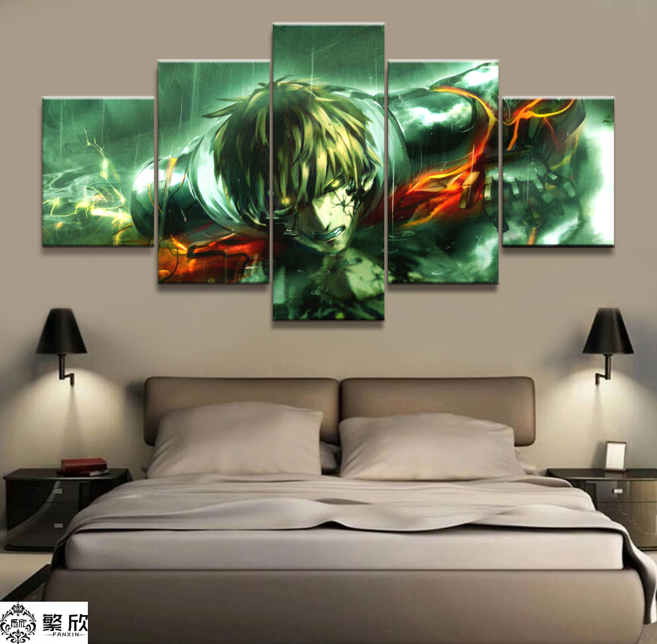 

Home Decor Modular Canvas Picture 5 Piece One Punch Man Genos Anime Figure Painting Poster Wall For Home Canvas Wholesale