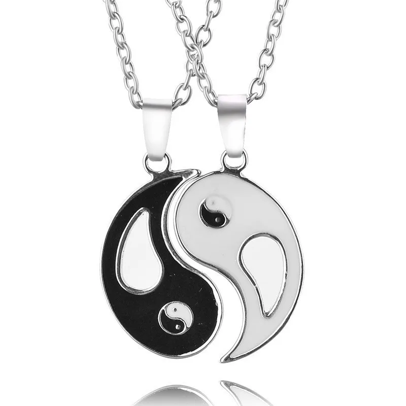 

Fashion Yin Yang Tai Chi Necklace Women Men Silver Gossip Best Friends Necklaces & Pendants BFF Couple Jewelry Collares