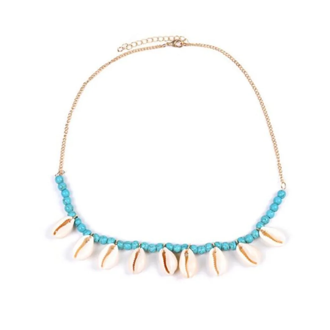 

Hot Sale Shell Pendant Beaded Choker Necklace For Women Fashion Charming Seashell Conch Adjustable Chain Necklace Shellhard