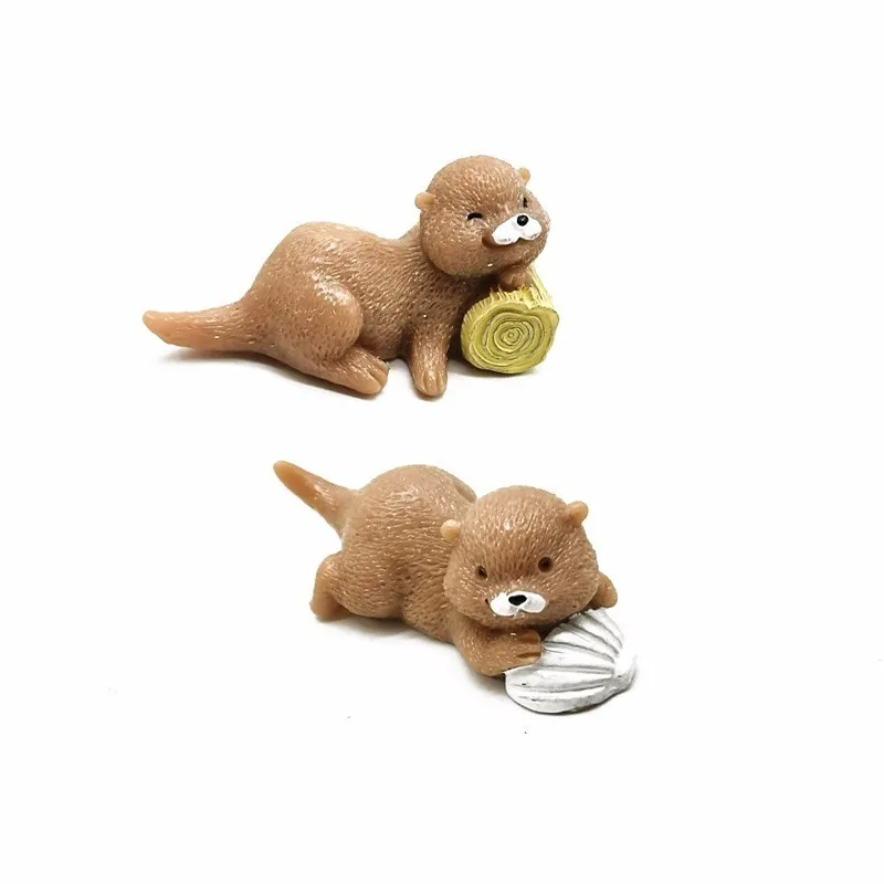 4-Piece Otter Animal Figurine Set for Home Decor and DIY Projects