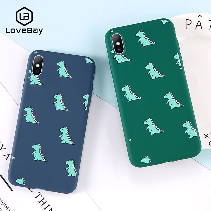 

Lovebay Phone Case For iPhone X XR XS Max 8 7 6 6s Plus Cartoon Dinosaur Couples Soft TPU Back Cover Cases For iPhone 8 Coque