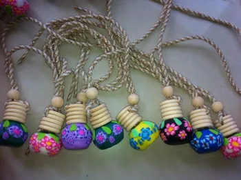 

200pcs 5ml Glass Perfume Essential oil Empty Bottles Multicolor Gloss Clay Glass Jar Car perfume Bottles pendant