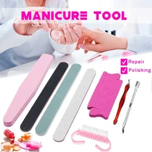 Маникюрный набор для ухода за ногтями, шлифовальный буфер для полировки, инструмент для ремонта стали, инструмент для грубой/полировки/шлифовки, губка, сплиттер для пальцев