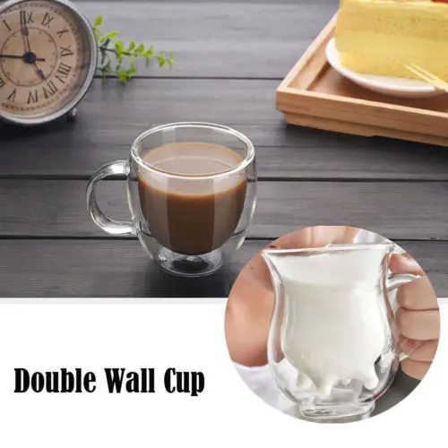 Heat Resistant Double Wall Glass Thermos Milk Coffee Tea Wine Glasses