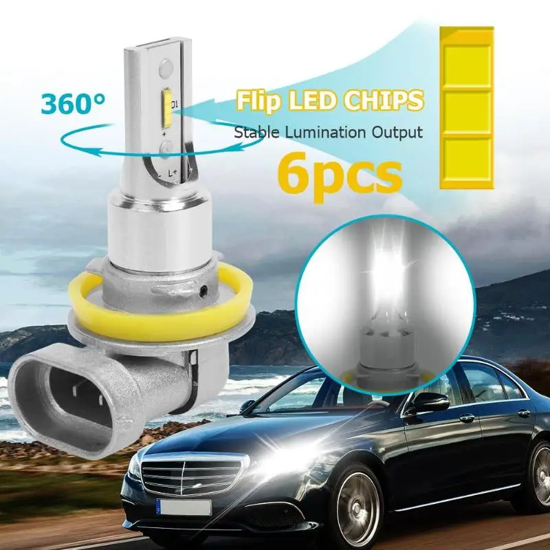 

1 Pair LED Car Headlights IP67 Waterproof 2400LM Auto Fog Light Bulbs 6000K Universal Auto motorcycles Fog Light Bulbs