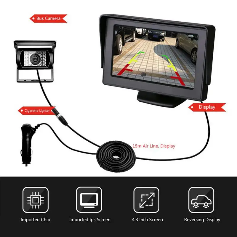 

4.3Inch Desktop Display With 1 Infrared Bus Rear View Camera Package Car Camera Automovil Dash Cam Crash DVR Holders Dash Camera