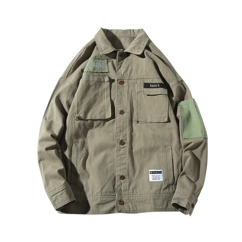Loose Coat Jacket Male 2019 Spring New Pattern Work Clothes Man Japanese streetwear windbreaker military jackets Free shipping