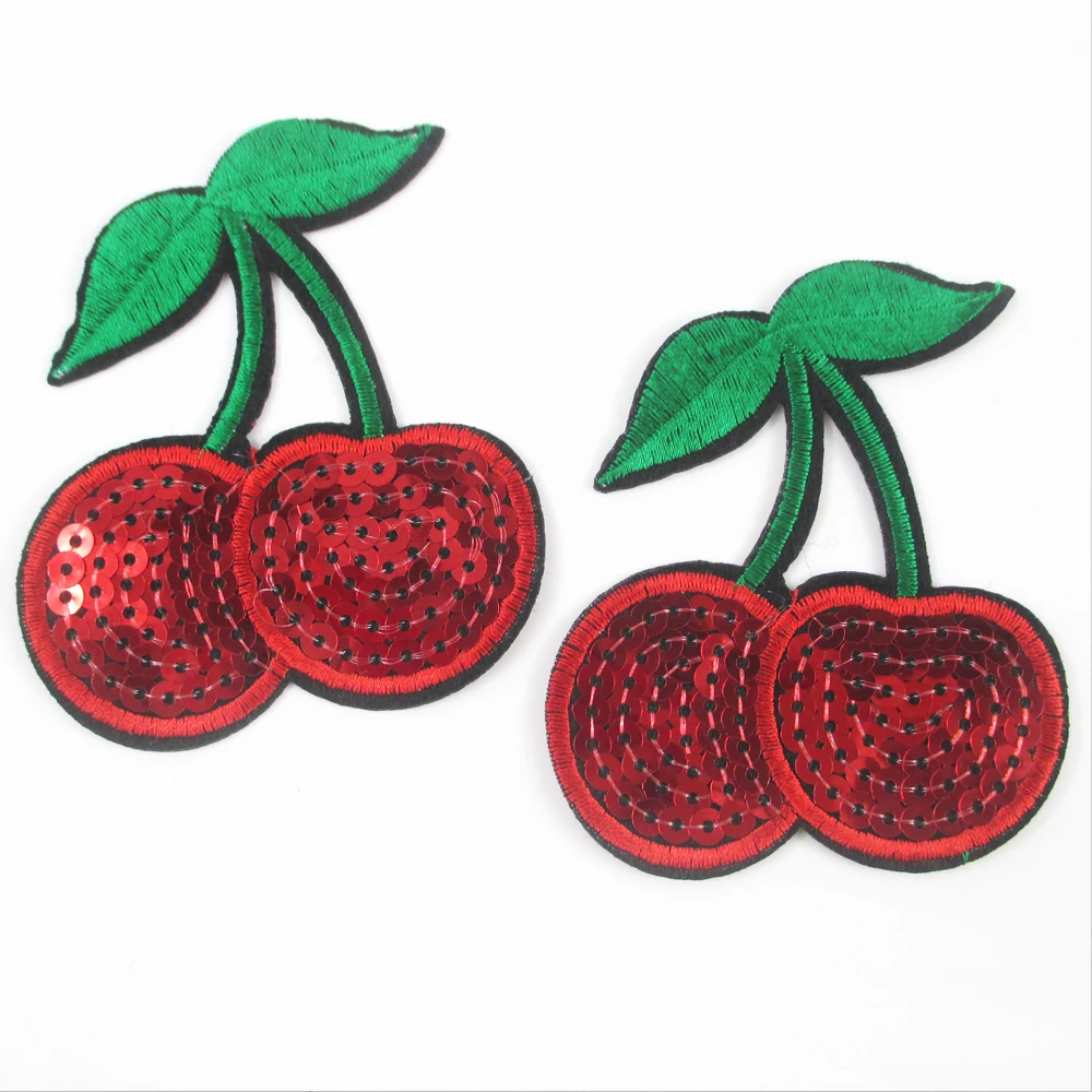

80*66mm cherry sequins Embroidery patch high quality 5 pieces,DIY handmade materials,wedding gift wrap,5Y49761
