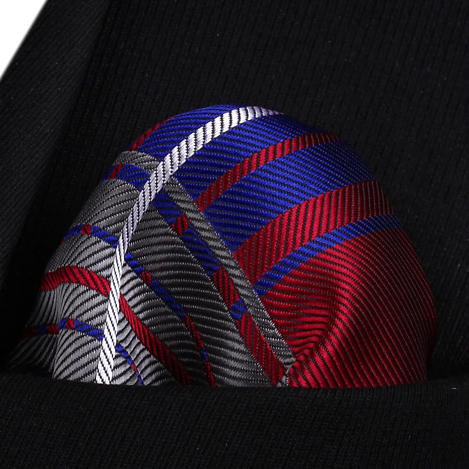  New Plaid Check Red Blue Color Mens Tie Woven Silk Necktie Handkerchief Set TC928R8S