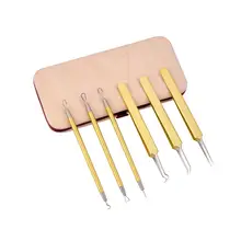 Черный горошек комплект пинцетов 6-в-1 из нержавеющей стали для удаления угрей, инструмент для удаления дефектов кожи изогнутые прыщи, акне Pin пятен удаление набор инструментов