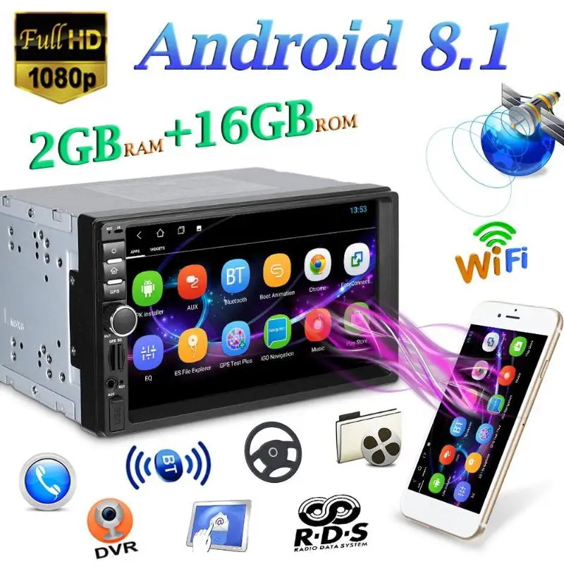 

Android 8.1 Quad Core Car Stereo MP5 Player GPS Navi RDS AM FM Radio WiFi BT Bluetooth radio for Android Accessories