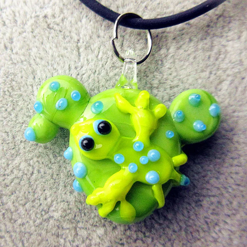 6pcs Custom japanese-style Hand made anole pattern Cartoon cactus Murano Glass figurines pendant miniature lovely ornaments | Дом и сад