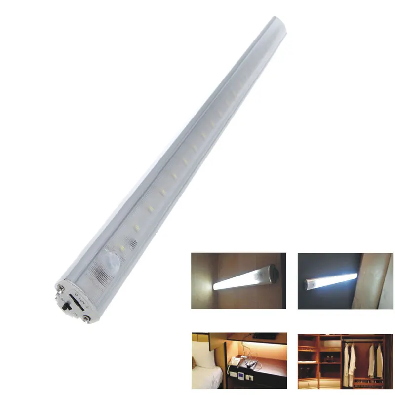 

CLAITE 50CM LED Under Cabinet Light Battery Powered SMD3528 Pure White Warm White PIR Motion Sensor LED Rigid Light for Home