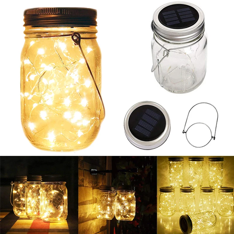 

A Box of 2PCS Bottle Lights Warm White Flashing LED Solar Mason String Decorative Lamps for Home Decor