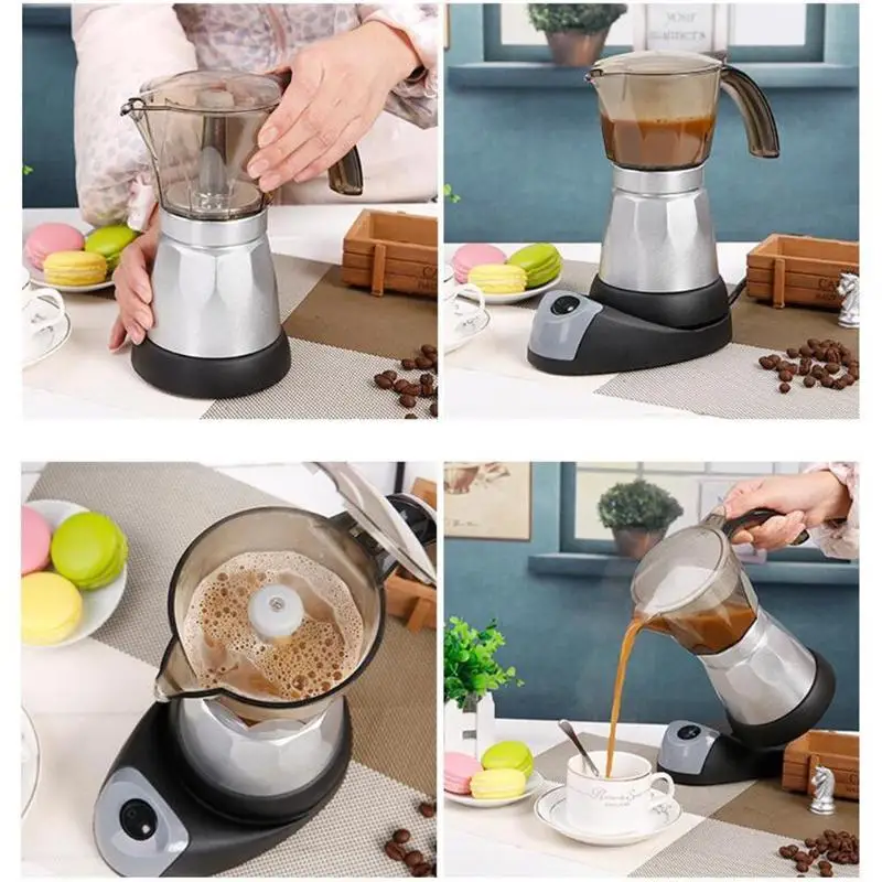 150/300 мл от 3 до 6 чашек Электрический итальянский топ Moka кофейник перколаторы