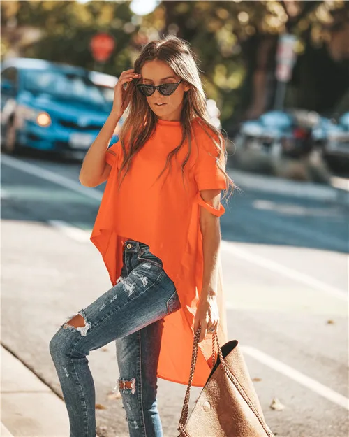 

Summer O-neck T-shirt Women Short Sleeved Casual Fashion T-shirt Women Tops 2019 Simple Street Mounted Elegant Long Tops
