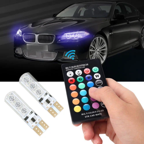 Лампа T10 RGB для украшения салона автомобиля лампа с дистанционным управлением 12 В