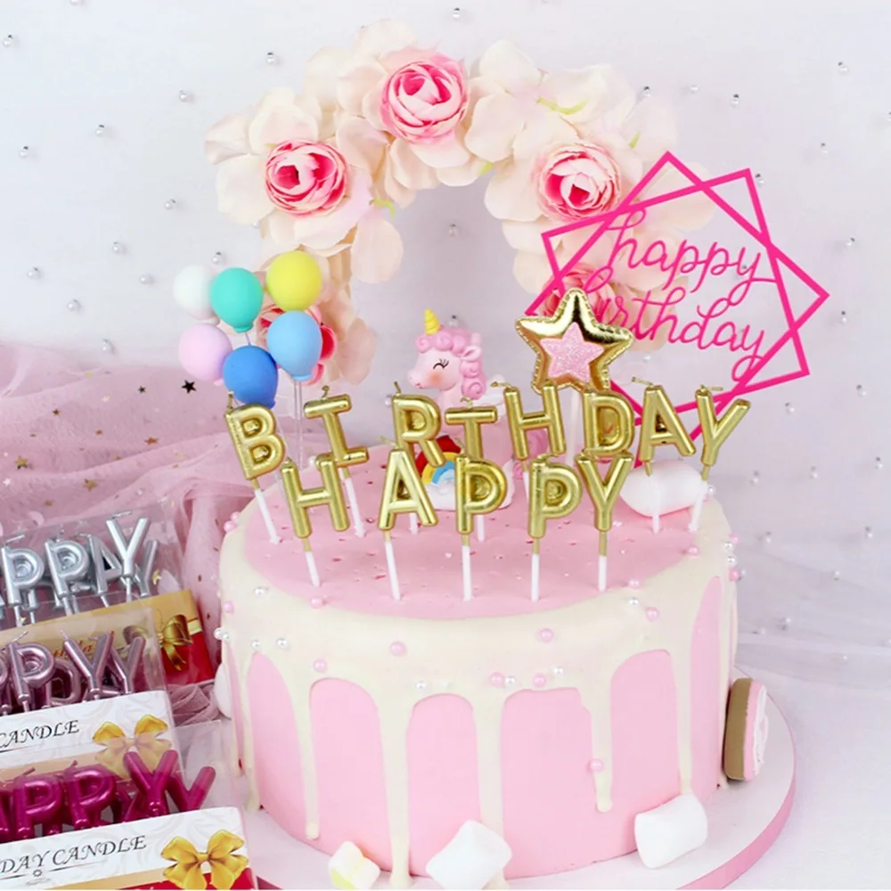 1 шт. акриловый топ для торта с надписью Happy Birthday блестящий золотистый Серебристый